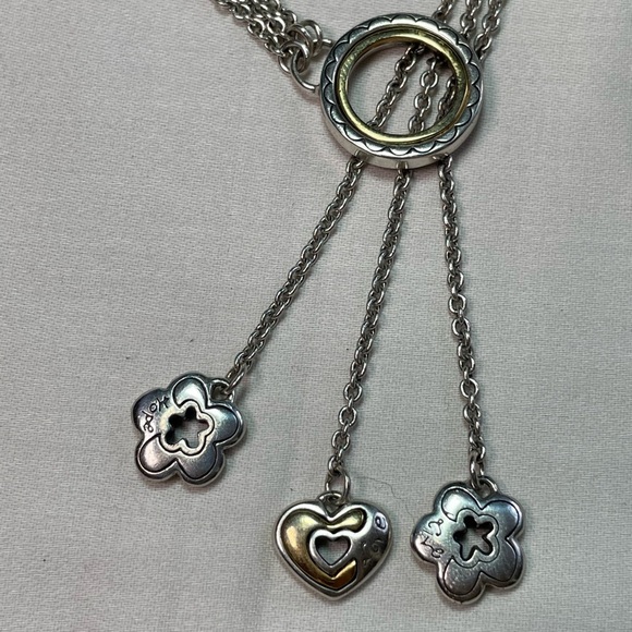 Brighton Silver Plated Two Toned Mixed Metals Dangle Charm Necklace - Picture 2 of 5